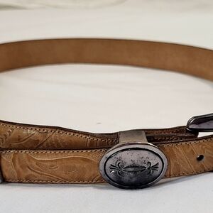 Justin Men's Tan Western Leather Belt with Silver Buckle NWT Size 32